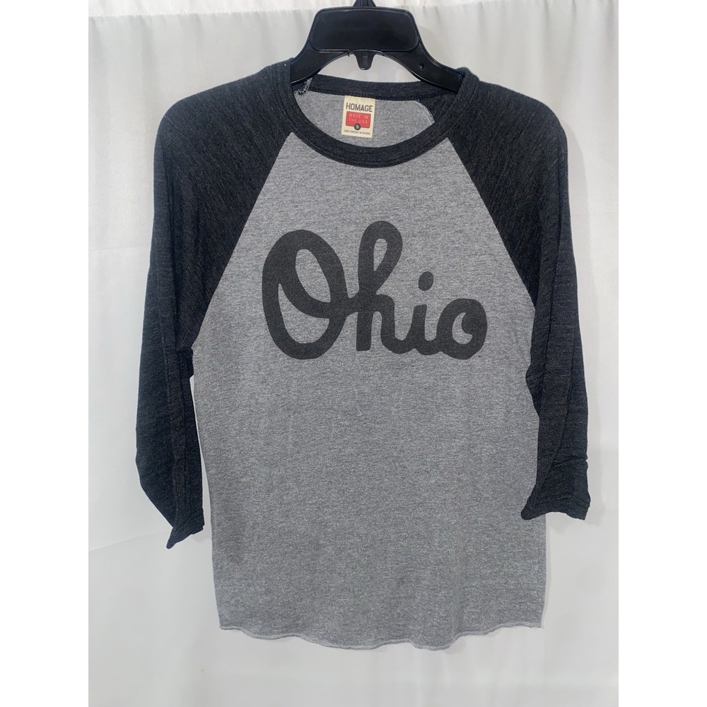Homage Ohio State University Buckeyes Script‎ Ohio 3/4 Sleeve Raglan Shirt Small